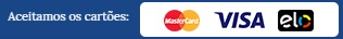 Aceitamos os cartões Mastercard, Visa e Elo